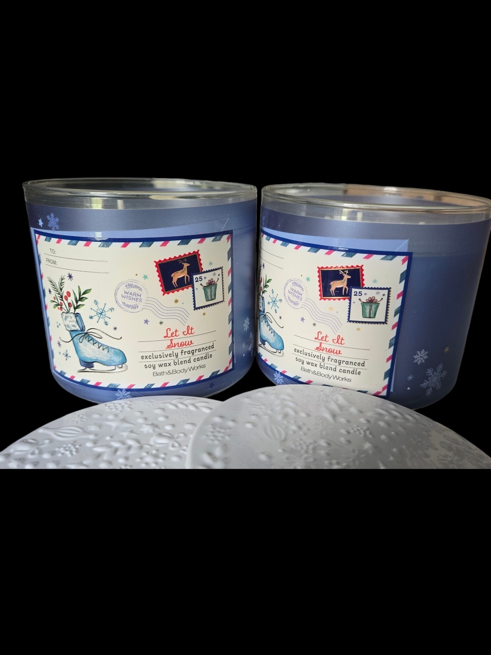 2 pc Bath & Body Works Let It Snow 3-Wick Candles - NEW!!